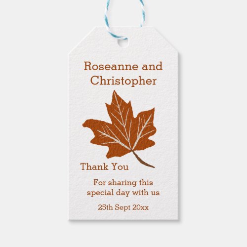 Autumn Design Wedding Gift Tags