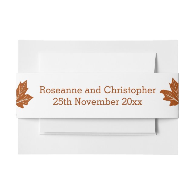 Autumn Design Wedding Invitation Belly Band (Front Example)