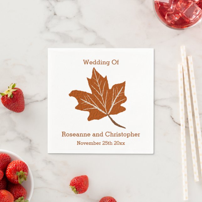 Autumn Design Wedding Napkins (Insitu)