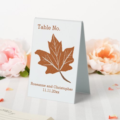Autumn Design Wedding Table Tent Sign