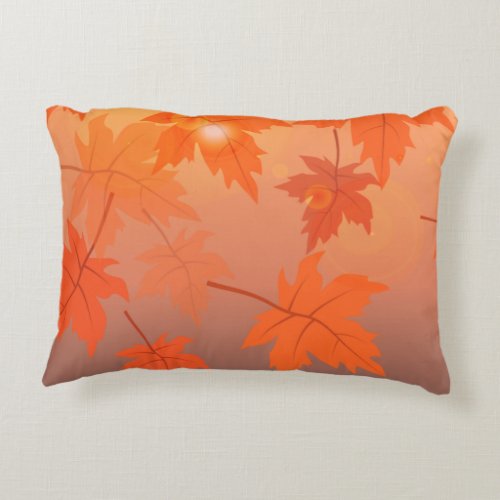 Autumn design with maple leaves and bokeh effect  accent pillow