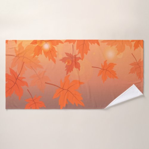 Autumn design with maple leaves and bokeh effect  bath towel
