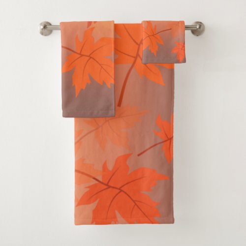 Autumn design with maple leaves and bokeh effect   bath towel set