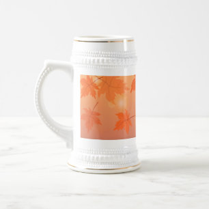 Autumn design with maple leaves and bokeh effect  beer stein