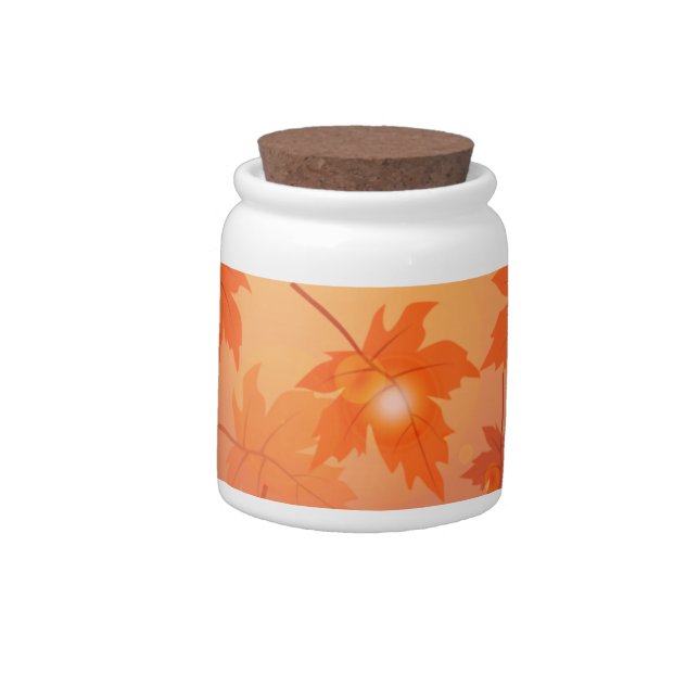 Autumn design with maple leaves and bokeh effect   candy jar (Left)