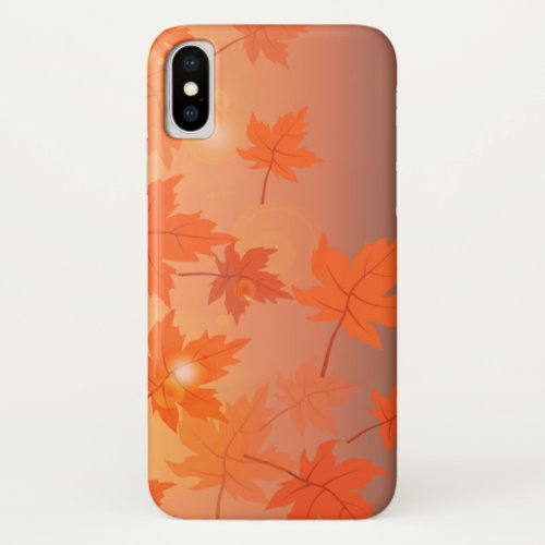 Autumn design with maple leaves and bokeh effect   iPhone x case