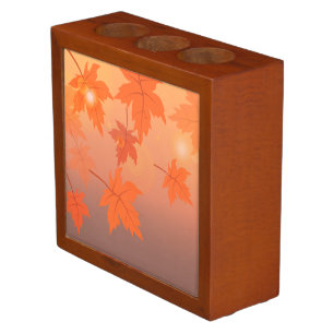 Autumn design with maple leaves and bokeh effect desk organizer