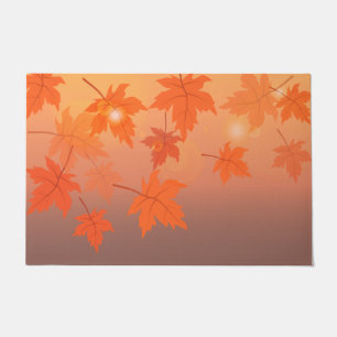 Autumn design with maple leaves and bokeh effect doormat