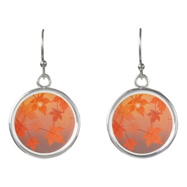 Autumn design with maple leaves and bokeh effect   earrings (Front)