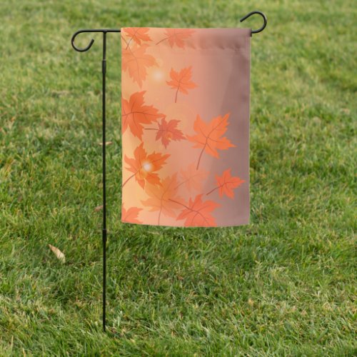 Autumn design with maple leaves and bokeh effect   garden flag