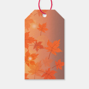 Autumn design with maple leaves and bokeh effect  gift tags