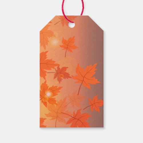 Autumn design with maple leaves and bokeh effect  gift tags