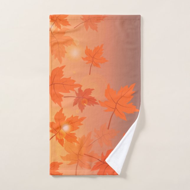Autumn design with maple leaves and bokeh effect   hand towel  (Hand Towel)