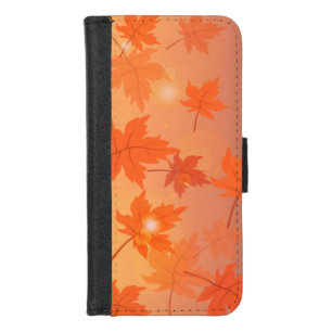 Autumn design with maple leaves and bokeh effect iPhone 8/7 wallet case