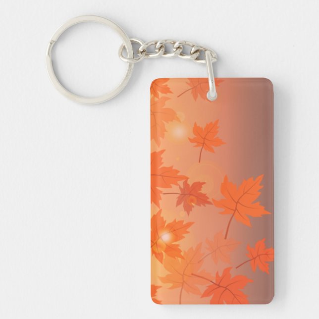 Autumn design with maple leaves and bokeh effect   keychain (Front)