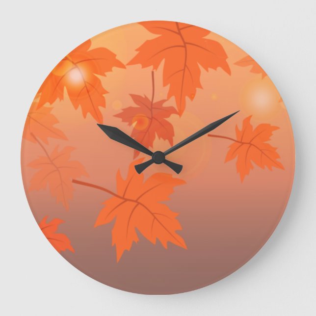 Autumn design with maple leaves and bokeh effect  large clock (Front)