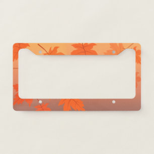 Autumn design with maple leaves and bokeh effect license plate frame