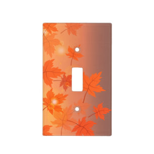 Autumn design with maple leaves and bokeh effect light switch cover