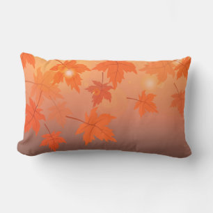 Autumn design with maple leaves and bokeh effect lumbar pillow