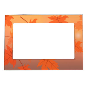 Autumn design with maple leaves and bokeh effect magnetic frame