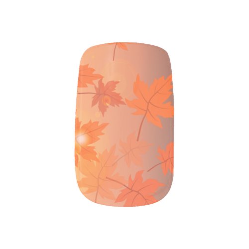 Autumn design with maple leaves and bokeh effect   minx nail art