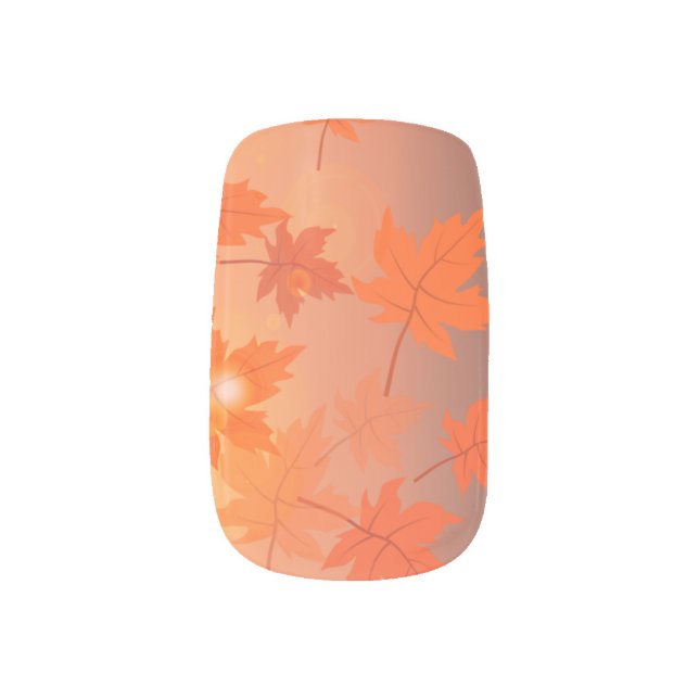 Autumn design with maple leaves and bokeh effect   minx nail art (Left Thumb)