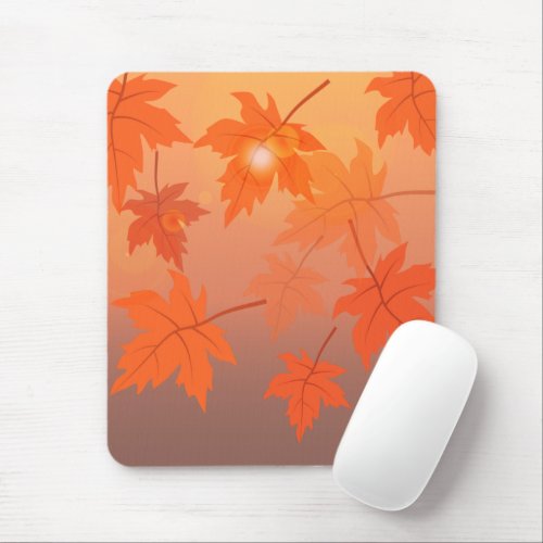 Autumn design with maple leaves and bokeh effect  mouse pad