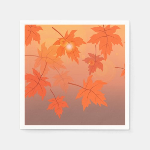 Autumn design with maple leaves and bokeh effect   napkins