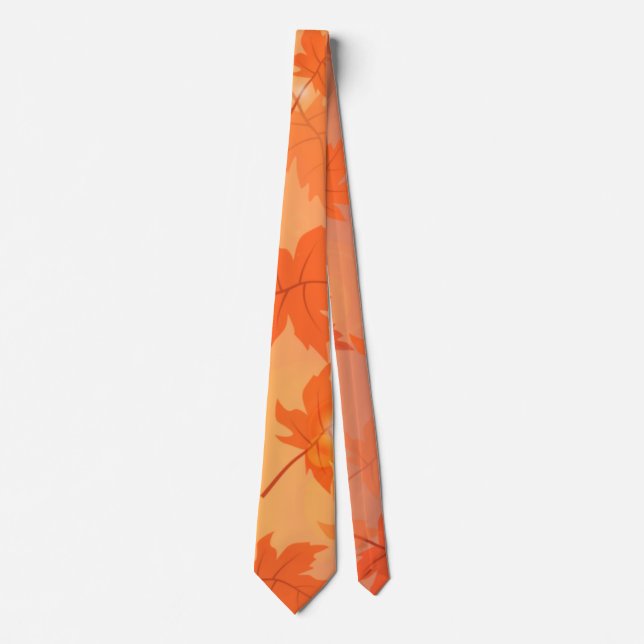 Autumn design with maple leaves and bokeh effect  neck tie (Front)