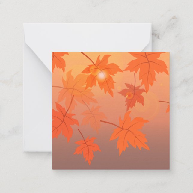 Autumn design with maple leaves and bokeh effect  note card (Back)