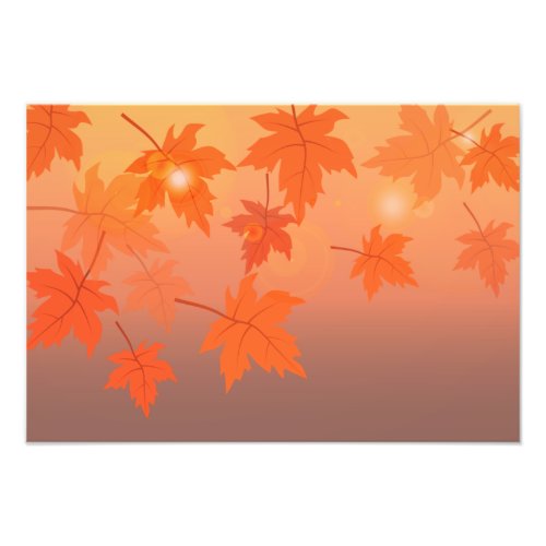 Autumn design with maple leaves and bokeh effect   photo print