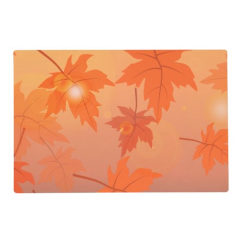 Autumn design with maple leaves and bokeh effect placemat