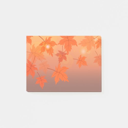 Autumn design with maple leaves and bokeh effect  post_it notes