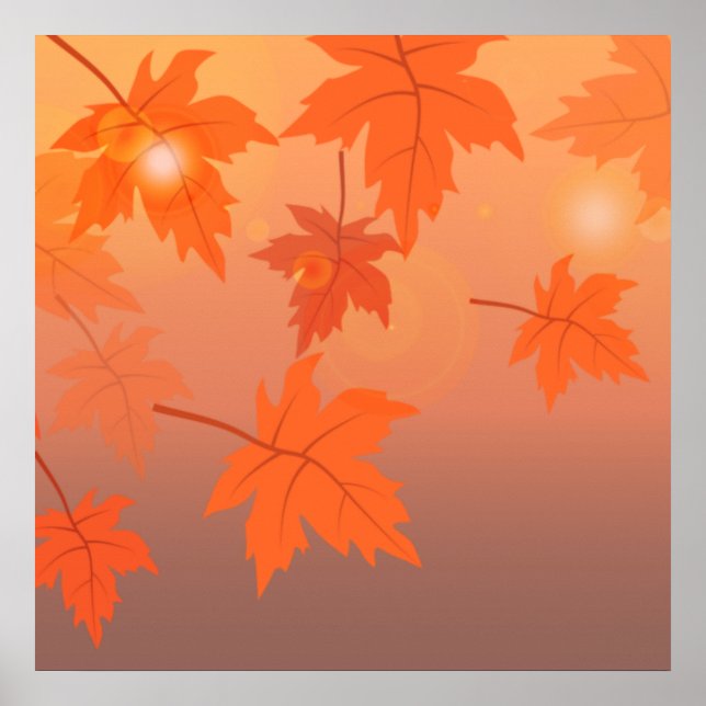 Autumn design with maple leaves and bokeh effect  poster (Front)
