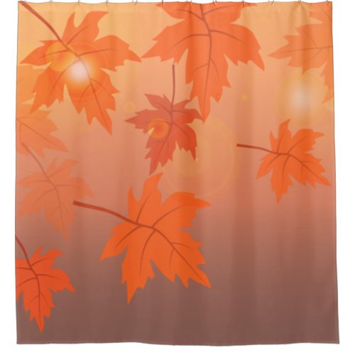 Autumn design with maple leaves and bokeh effect shower curtain