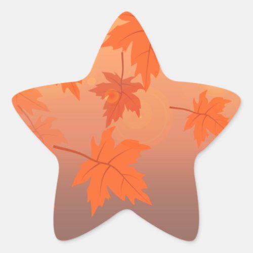 Autumn design with maple leaves and bokeh effect   star sticker