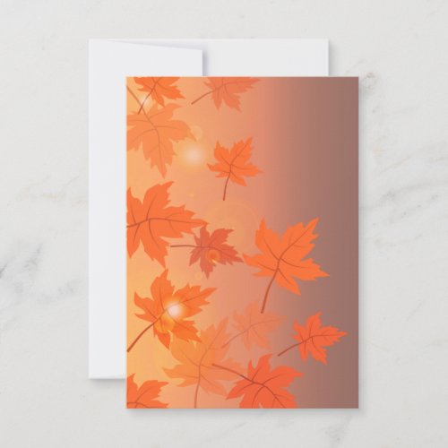 Autumn design with maple leaves and bokeh effect   thank you card