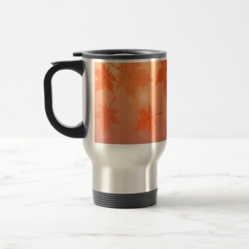 Autumn design with maple leaves and bokeh effect  travel mug