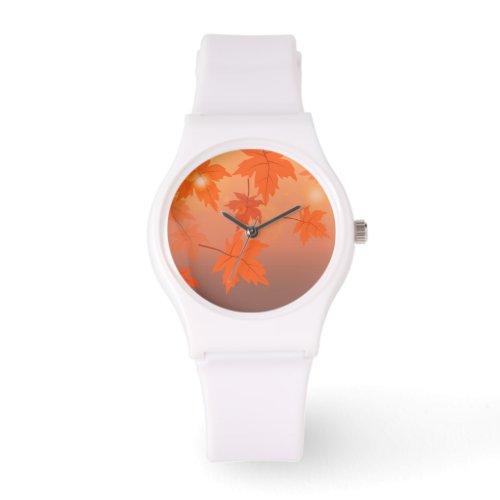 Autumn design with maple leaves and bokeh effect   watch
