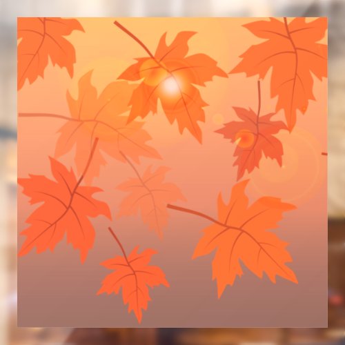 Autumn design with maple leaves and bokeh effect window cling