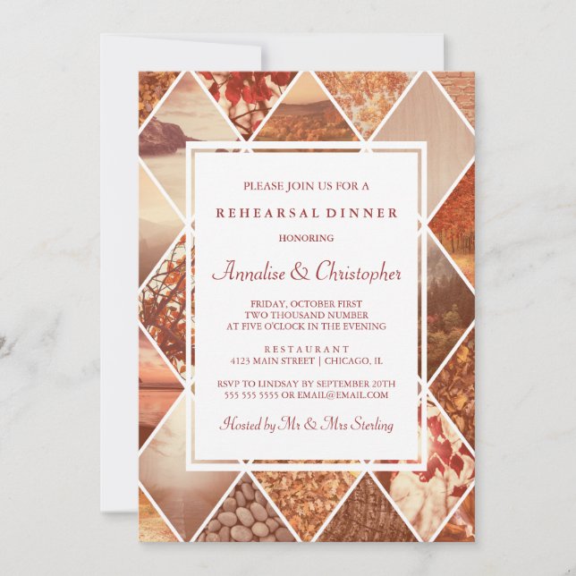 Autumn Diamonds | Fall Rehearsal Dinner Invitation (Front)