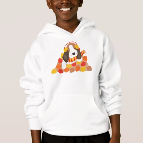 Autumn Dog Cute Dog Basset Hound Autumn Leaves Hoodie