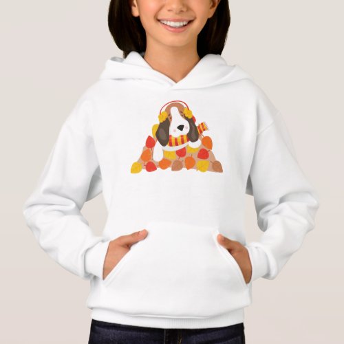 Autumn Dog Cute Dog Basset Hound Autumn Leaves Hoodie