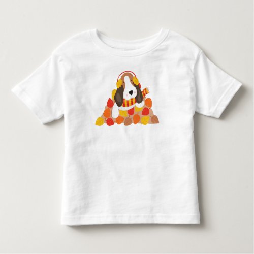 Autumn Dog Cute Dog Basset Hound Autumn Leaves Toddler T_shirt