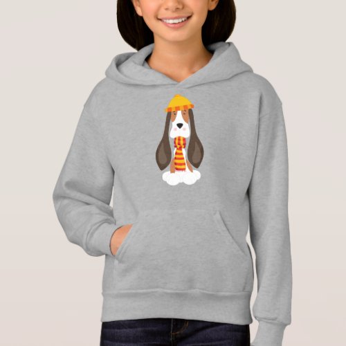 Autumn Dog Cute Dog Basset Hound Scarf Hat Hoodie