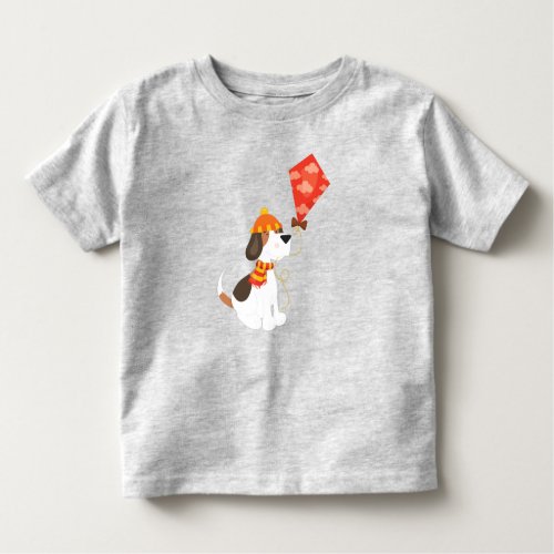 Autumn Dog Cute Dog Dog With Kite Scarf Hat Toddler T_shirt