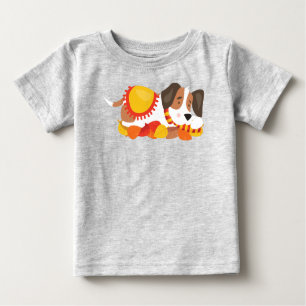 Autumn Dog, Cute Dog, Sleeping Dog, Autumn Leaves Baby T-Shirt