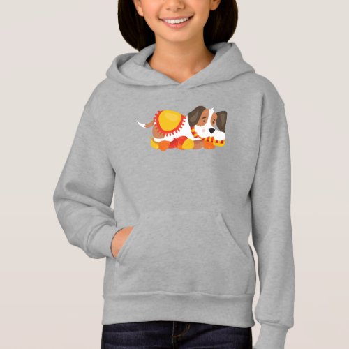 Autumn Dog Cute Dog Sleeping Dog Autumn Leaves Hoodie