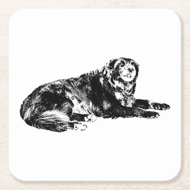 Autumn Dog Outline Coaster Accent (Front)