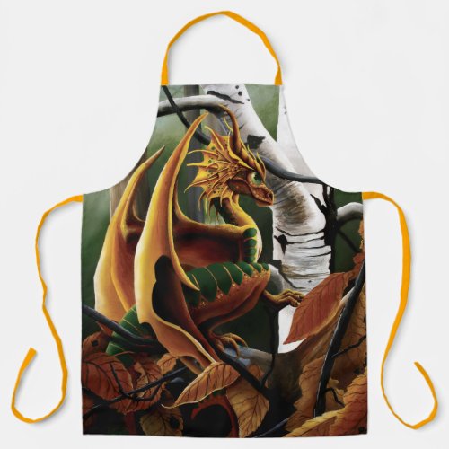 Autumn Dragon Orange Green Fantasy Apron